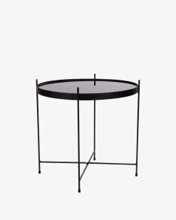 Ajdir sofabord, sort stål/sort glas