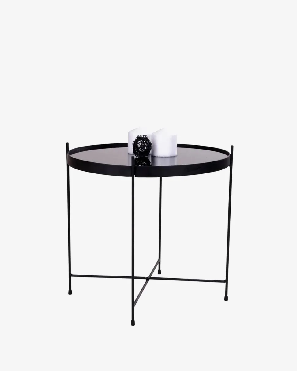 Ajdir sofabord, sort stål/sort glas