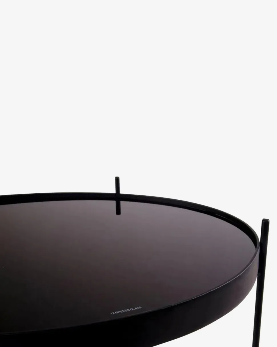 Ajdir sofabord, sort stål/sort glas
