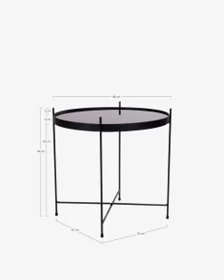 Ajdir sofabord, sort stål/sort glas