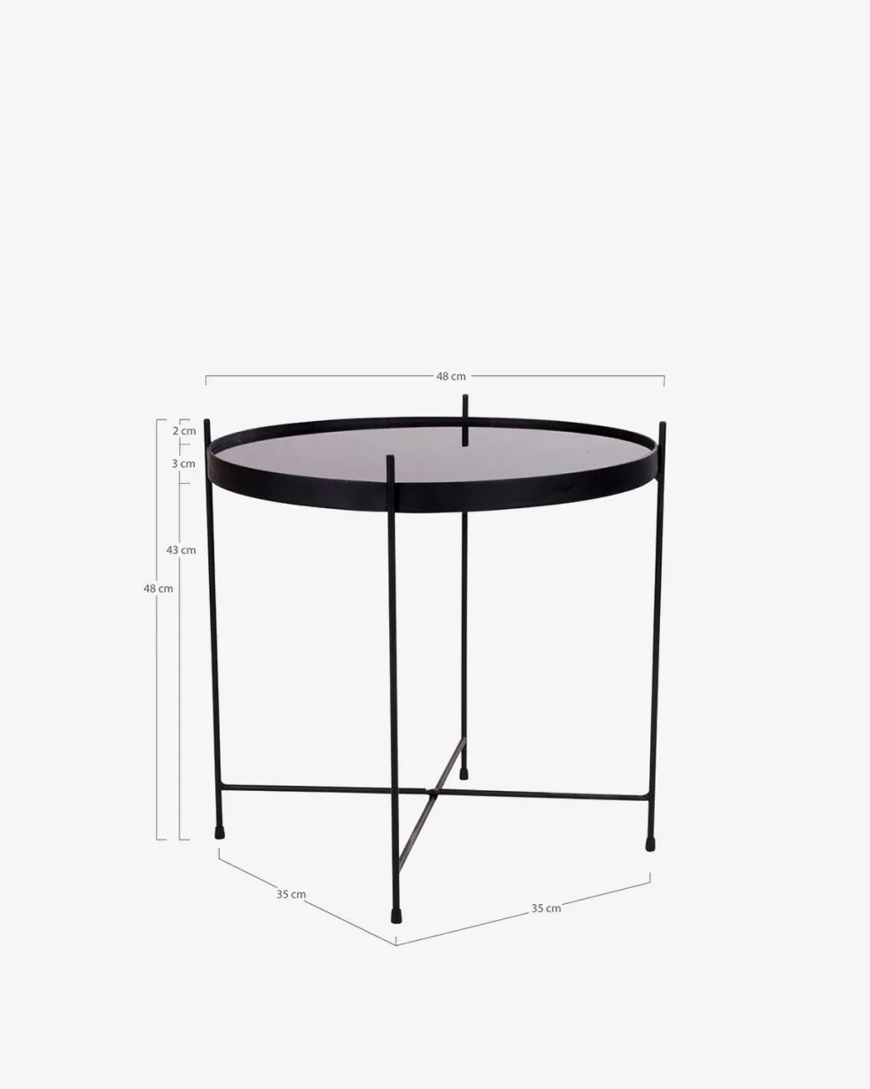 Ajdir sofabord, sort stål/sort glas