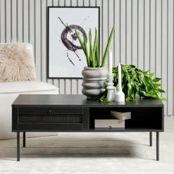 Alva sofabord, sort, m/skuffe