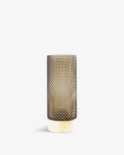 Barfly vase, mørk grøn glas/ messing