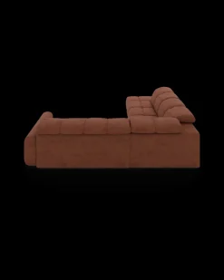 Bullet hjørnesofa med firkantet hjørne og pufafslutning venstre