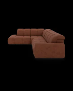 Bullet hjørnesofa med firkantet hjørne og pufafslutning venstre