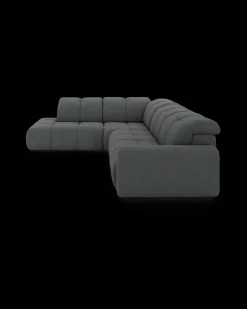 Bullet hjørnesofa med firkantet hjørne og pufafslutning venstre