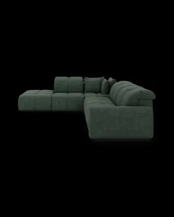 Bullet hjørnesofa med rundt hjørne og pufafslutning venstre