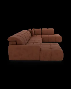 Bullet U-sofa med rundt hjørne og pufafslutning højre