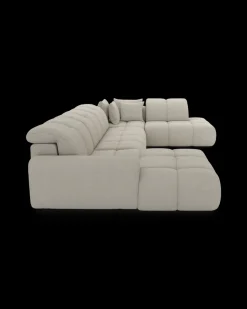 Bullet U-sofa med rundt hjørne og pufafslutning højre