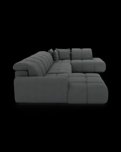 Bullet U-sofa med rundt hjørne og pufafslutning højre