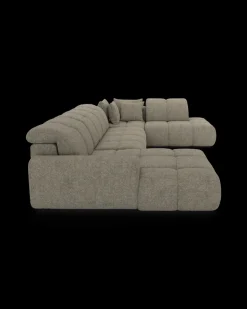 Bullet U-sofa med rundt hjørne og pufafslutning højre