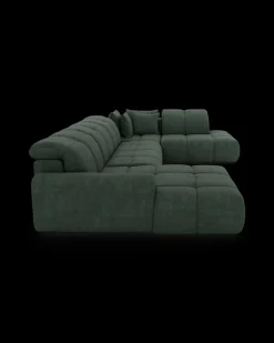 Bullet U-sofa med rundt hjørne og pufafslutning højre