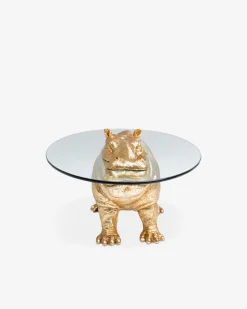 Flodhest sofabord, guld