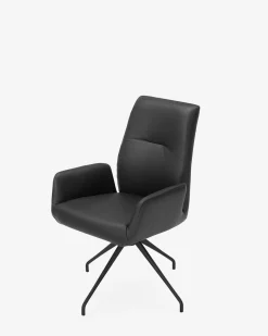 Forano spisebordsstol m/drej & vip | sort læder