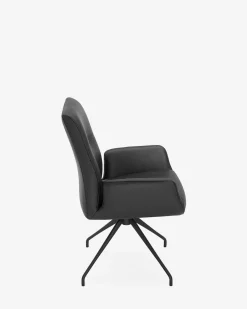 Forano spisebordsstol m/drej & vip | sort læder