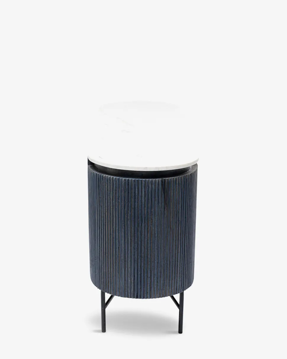 Glenn skænk, sort træ/ hvid marmor top