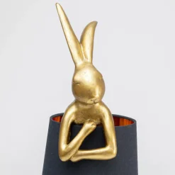Kanin bordlampe, guld m. sort skærm