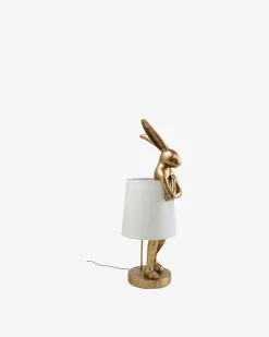Kanin bordlampe guld/hvid