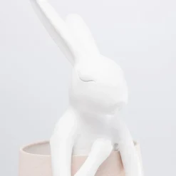 Kanin bordlampe, hvid/rosa
