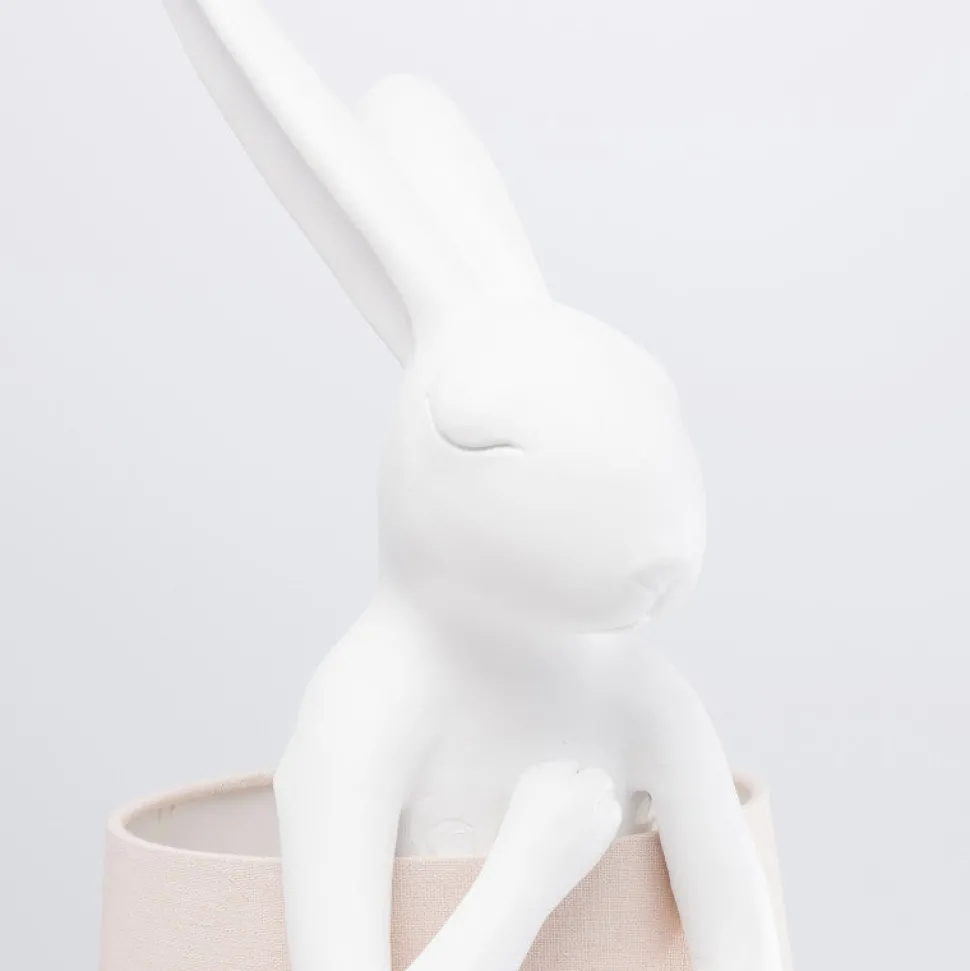 Kanin bordlampe, hvid/rosa