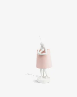 Kanin bordlampe, hvid/rosa