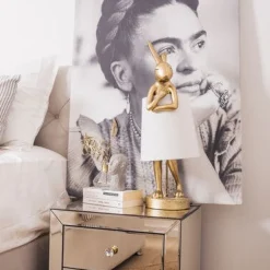 Kanin bordlampe m/skærm, 68cm