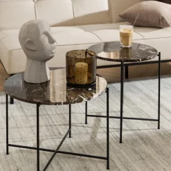 Light sidebord, brun marmor