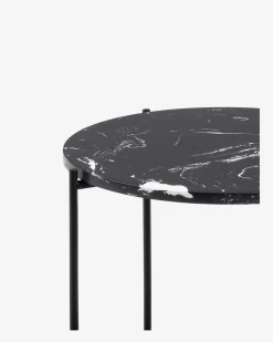 Light sidebord, sort marmor