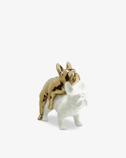 Love dogs figur, hvid/guld