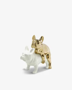 Love dogs figur, hvid/guld