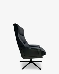 Luxor lænestol m. skammel, sort læder