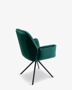 Mila spisebordsstol m. arm, grøn velour