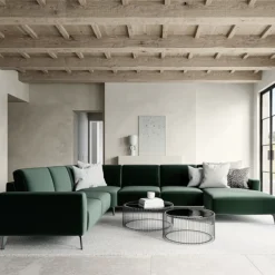 Modu hjørnesofa, mørkegrøn velour