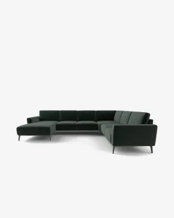 Modu hjørnesofa, mørkegrøn velour