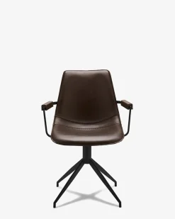 Nava spisebordsstol m/armlæn, mørkebrun