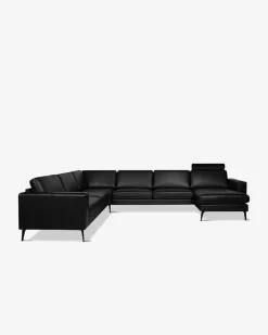 Nova hjørnesofa m/chaiselong, sort læder