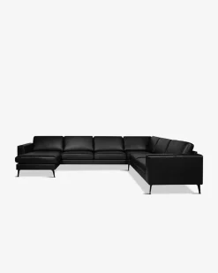Nova hjørnesofa m/chaiselong, sort læder