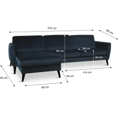 Nova modular sofa m/chaiselong, blå