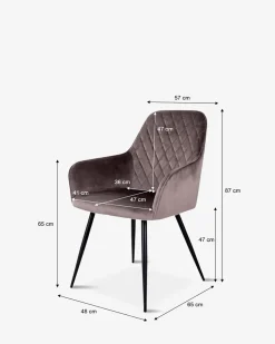 Olly spisebordsstol, gråbrun velour