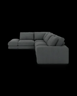 Rio hjørnesofa med pufafslutning venstre og bred arm