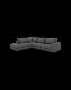 Rio hjørnesofa med pufafslutning venstre og bred arm