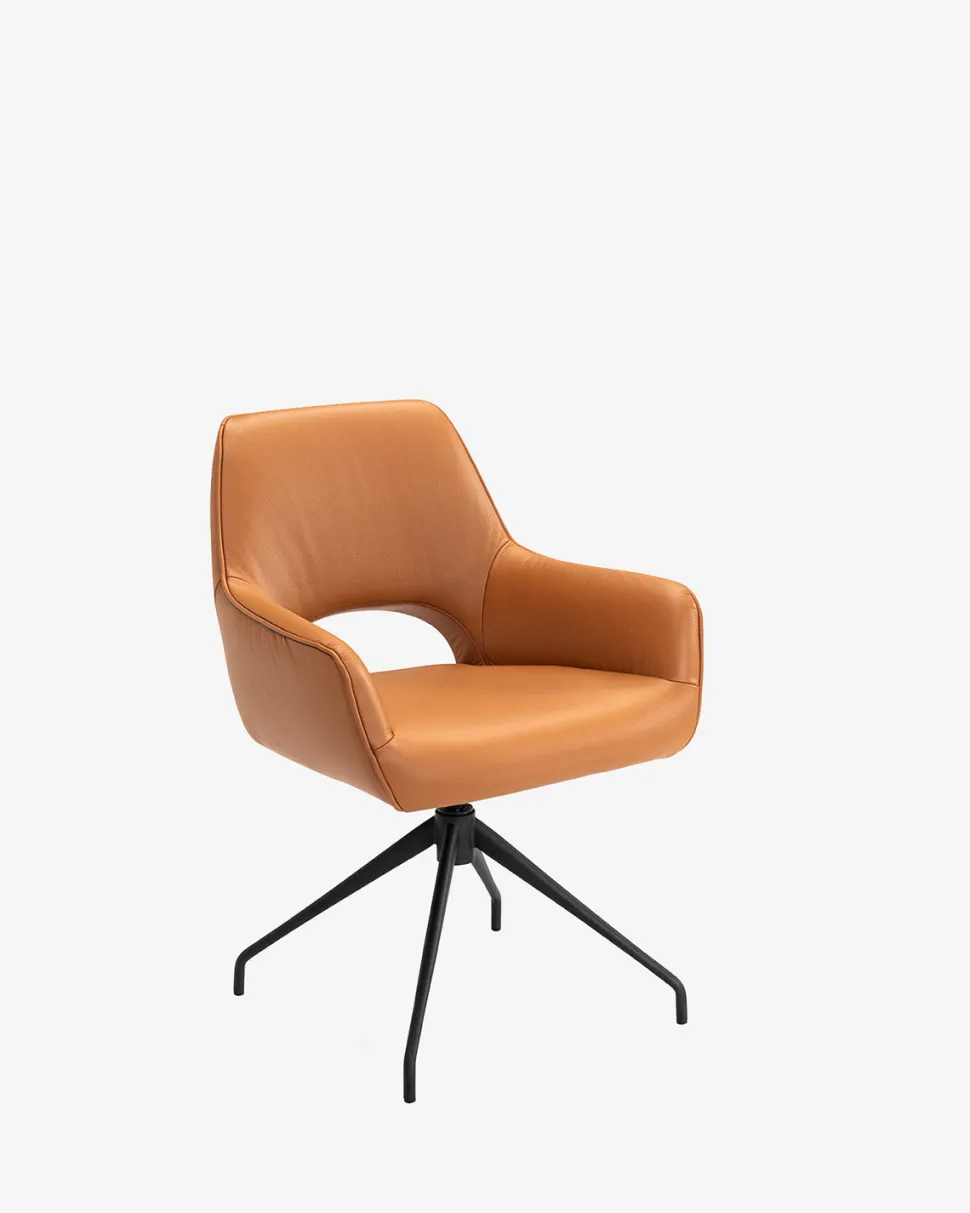 Salento spisebordsstol m/drej, cognac læder