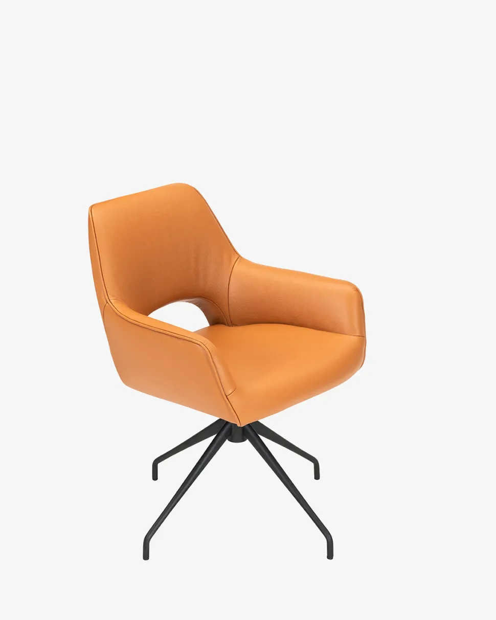 Salento spisebordsstol m/drej, cognac læder