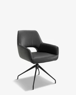 Salento spisebordsstol m/drej, sort læder