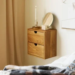 Townsville væghylde m/skuffer, eg