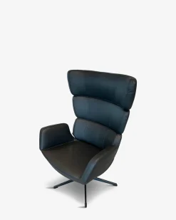 Turtle lænestol, sort læder