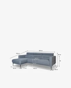 Vizion sofa m/chaiselong, blå