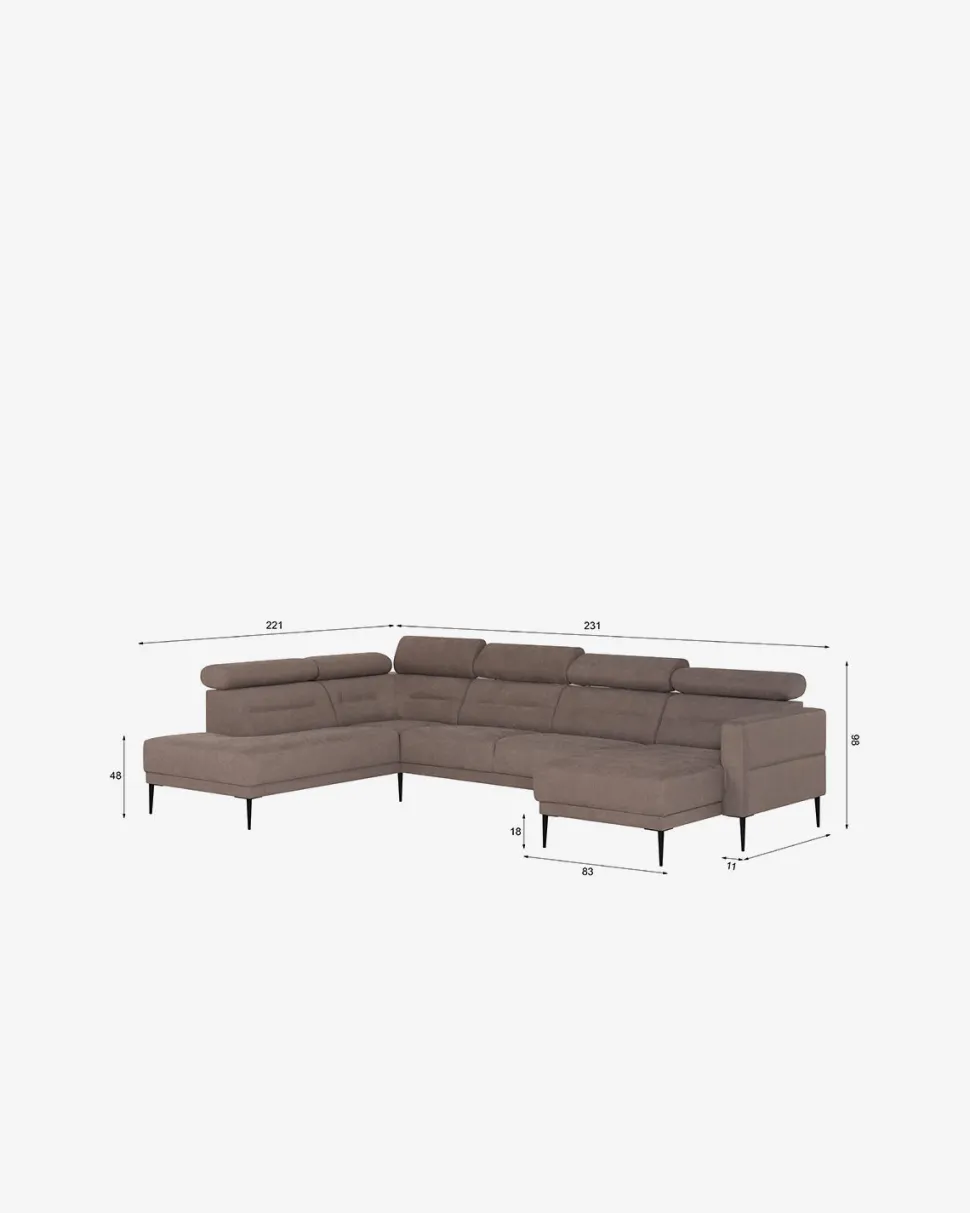 Vizion U-hjørnesofa, lys brun