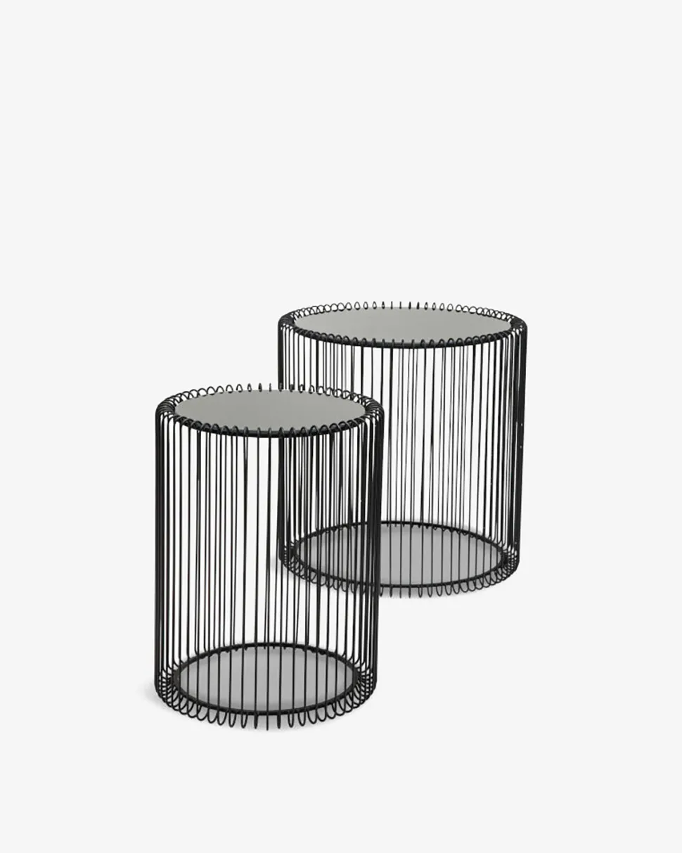 Wire sidebord, sort 2/sæt